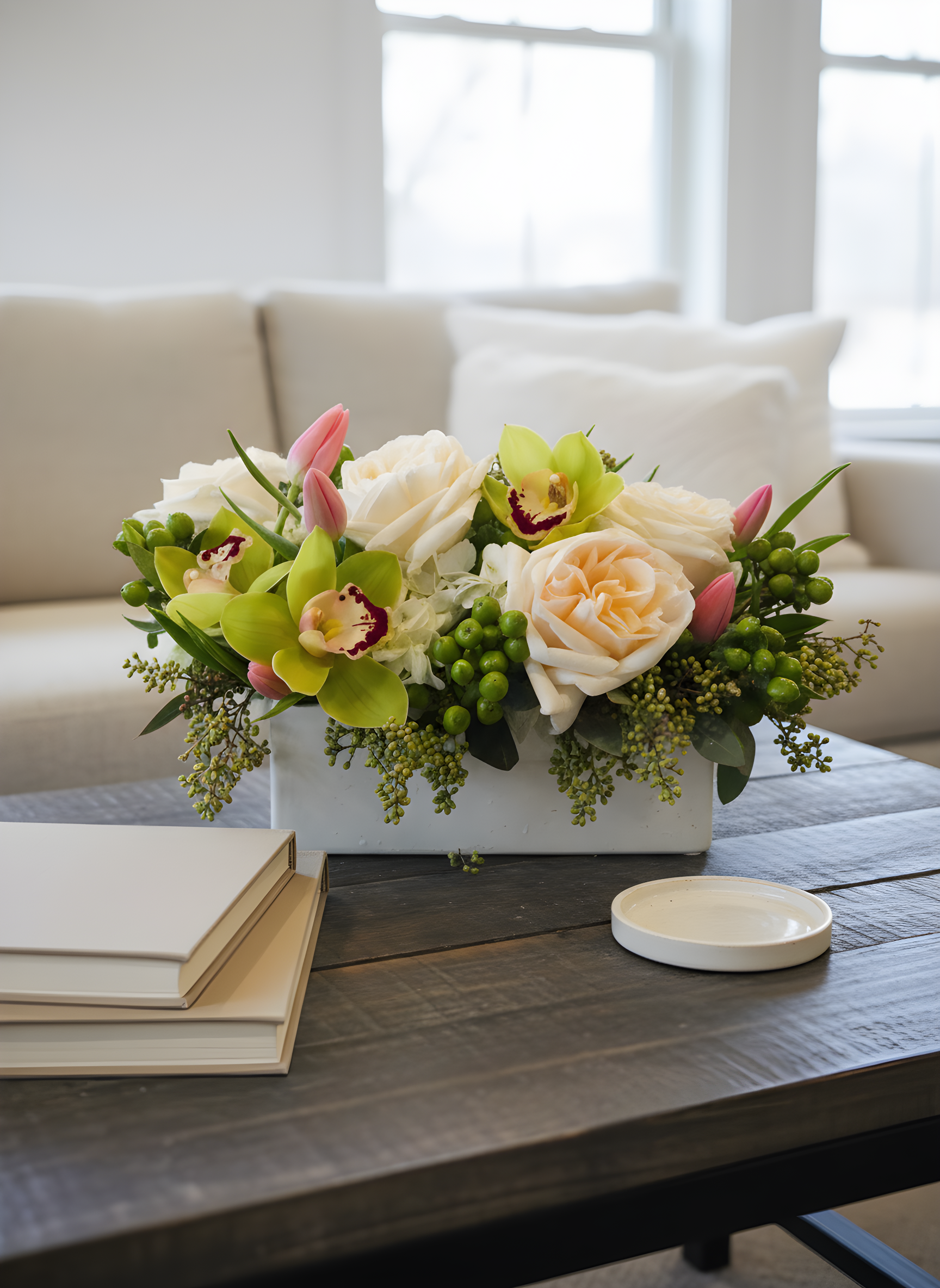 BFM020 Arrangement de fleurs '' Nous sommes choyés de vous avoir dans nos vies''/ So greatful to have you in our lives